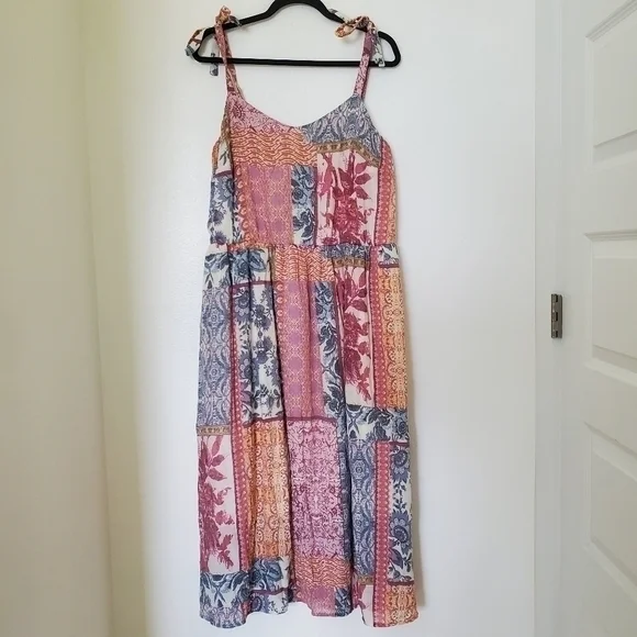 Lane Bryant Multicolor Patchwork Midi Dress - Picture 4 of 16